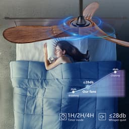 MODENUIT Plafondventilator – 107 cm – Zonder Lamp – ABS – Zwart en Donker Walnoot – Afstandsbediening — thumbnail 3