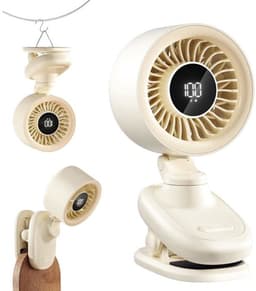 LISM-Mini clip-on USB-bureauventilator met oplaadbare batterij, oscillatiefunctie, timer en traploze snelheidsregeling. — thumbnail 1