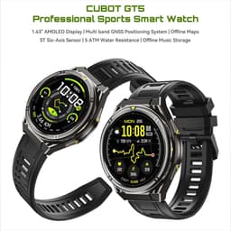 CUBOT GT5 - Smartwatch - Sporthorloge - Heren en Dames - Health - Stappenteller - Hartslagmeter - Saturatiemeter - Belfunctie - 100+ Sportmodi - Kompas - Zaklamp - 1,43" AMOLED - Geschikt voor iOS/Android - Zwart — thumbnail 5