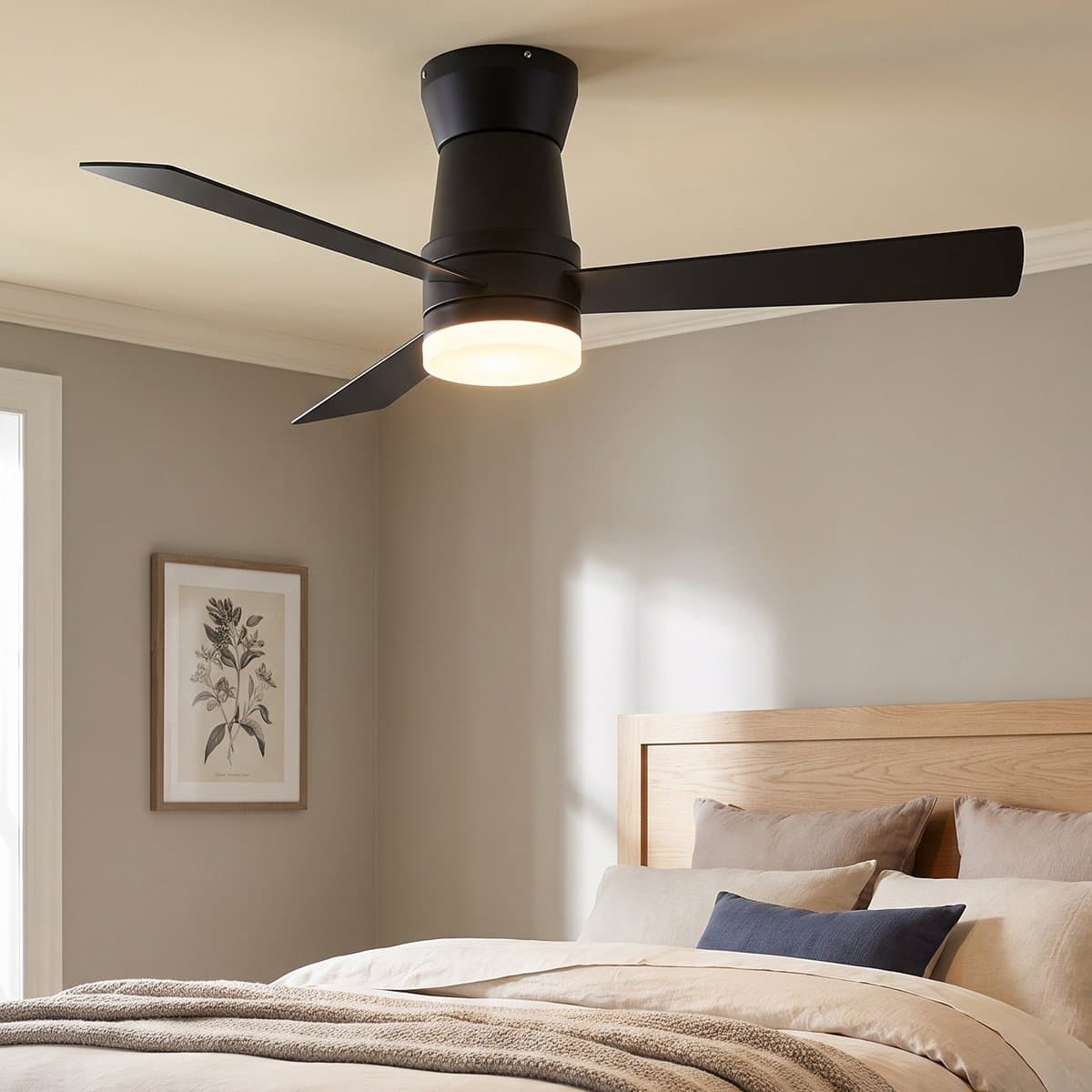 Plafondventilator met lamp - Diameter 106.6 cm - 3 kleurtemperaturen en 6 stille snelheden - omkeerbare motor - modern - Zwart — afbeelding 1