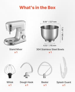 Keukenmachine - Mixer Bakken - Grote Hoeveelheden Maken - 10 Snelheden - 5.7 Liter Kom - Zilver — thumbnail 2