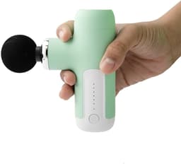 Mini massagepistool met 4 massagekoppen - draagbare diepweefselmassager, oplaadbaar via USB-C-interface - groen. — thumbnail 3