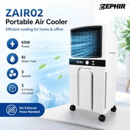 House Of Atelier - Luchtkoeler - Waterkoelventilator - 6 Liter Watertank - 65 W - 3 Snelheden - Draagbaar - Verrijdbaar - 28x31x70 cm — thumbnail 2