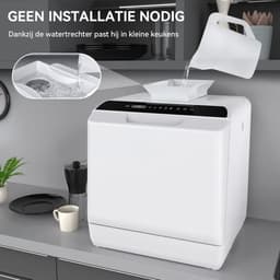 NIVA® Mini Vaatwasser - Afwasmachine - Vrijstaande Vaatwasser - Grijs - 43cm x 43cm x 46cm — thumbnail 3