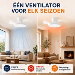 Evolar Plafondventilator met Verlichting - 71 cm -Stille Plafondlamp met Ventilator - Dimbaar Warm Wit Licht (LED) - EVO-CF3050WW — thumbnail 5