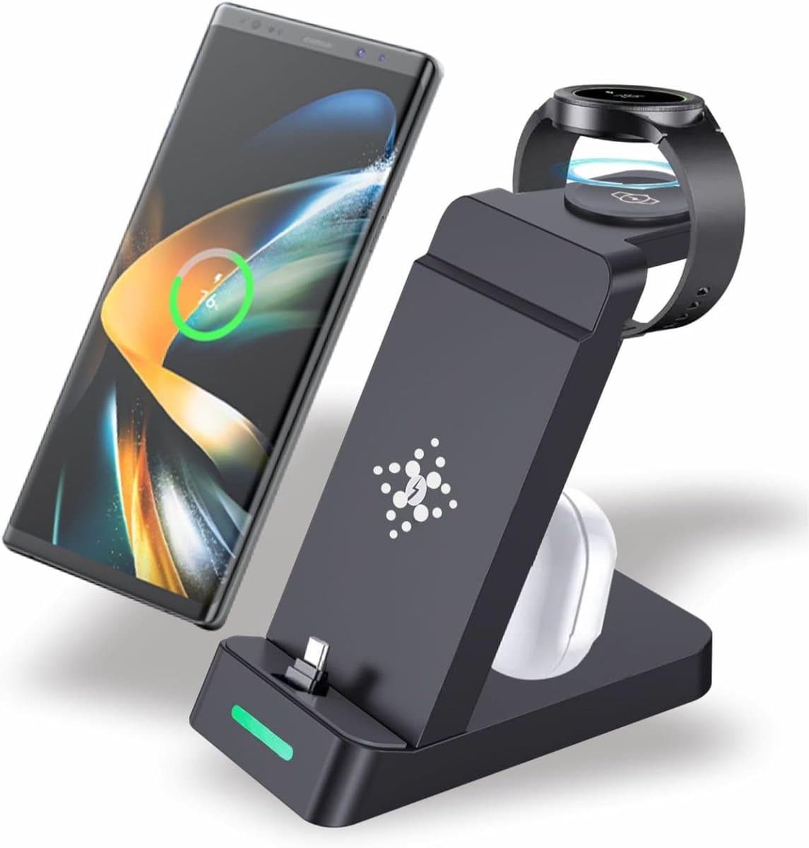 3-in-1 oplaadstation geschikt voor Samsung meerdere apparaten, snelle draadloze oplaaddockstandaard voor Android geschikt voor Sumsung Galaxy S26 Ultra/S25 Ultra/S24/S23/Z Fold,Galaxy Watch 8/76/5/4/3 Galaxy Buds — afbeelding 1