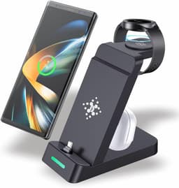 3-in-1 oplaadstation geschikt voor Samsung meerdere apparaten, snelle draadloze oplaaddockstandaard voor Android geschikt voor Sumsung Galaxy S26 Ultra/S25 Ultra/S24/S23/Z Fold,Galaxy Watch 8/76/5/4/3 Galaxy Buds — thumbnail 1