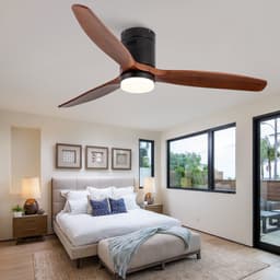 Plafondventilator 52 inch - met ingebouwde verlichting - dimbaar - met afstandsbediening - omkeerbare DC-motor - massief houten stang en drie bladen — thumbnail 2