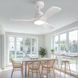 Plafondventilator 36 inch puur wit - draadloze afstandsbediening - 3 kleurtemperaturen - omkeerbare DC-motor - 3 versterkte massief houten propellerbladen - zes snelheidsstanden met geheugenfunctie — thumbnail 4