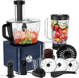 Keukenmachine - Foodprocessor Mixer - Koken en Bakken - 11-in-1 Functionaliteit - 3.2 Liter Kom - Donkerblauw — thumbnail 1