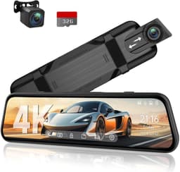 KZQ Dashcam met achteruitrijcamera 4K 10 inch IPS-touchscreen spiegelcamera voor auto voor en achter opname met voice control nachtzicht parkeerstand bewegingsdetectie incl 32GB SD-kaart — thumbnail 1