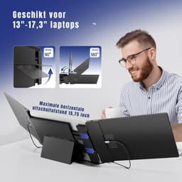 KAD® Portable Monitor - Draagbare Monitor Extender voor USB-C & HDMI - Dual/Triple Screen Extender voor Laptop - Zwart - 35cm x 22cm x 4cm — thumbnail 3