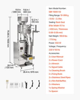 VEVOR Poederverpakkings- en Vulmachine, Volledig Automatische Vulmachine, 10-999 G. Intelligent Wegen, Vullen en Verpakken, Roestvrij Staal, Vrijstaand Model, Ideaal voor Noten, Zaden, Koffiebonen, Specerijen en Granen — thumbnail 3