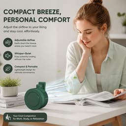 Mini Ventilator - Clip-On Ventilator - Handventilator - 3 Snelheidsinstellingen - Nekventilator - Oplaadbaar via USB - Portable Clip Fan - Stille Ventilator - Tafelventilator Waaier Handwaaier - Ideaal voor op reis, kamperen of reizen - Groen — thumbnail 4