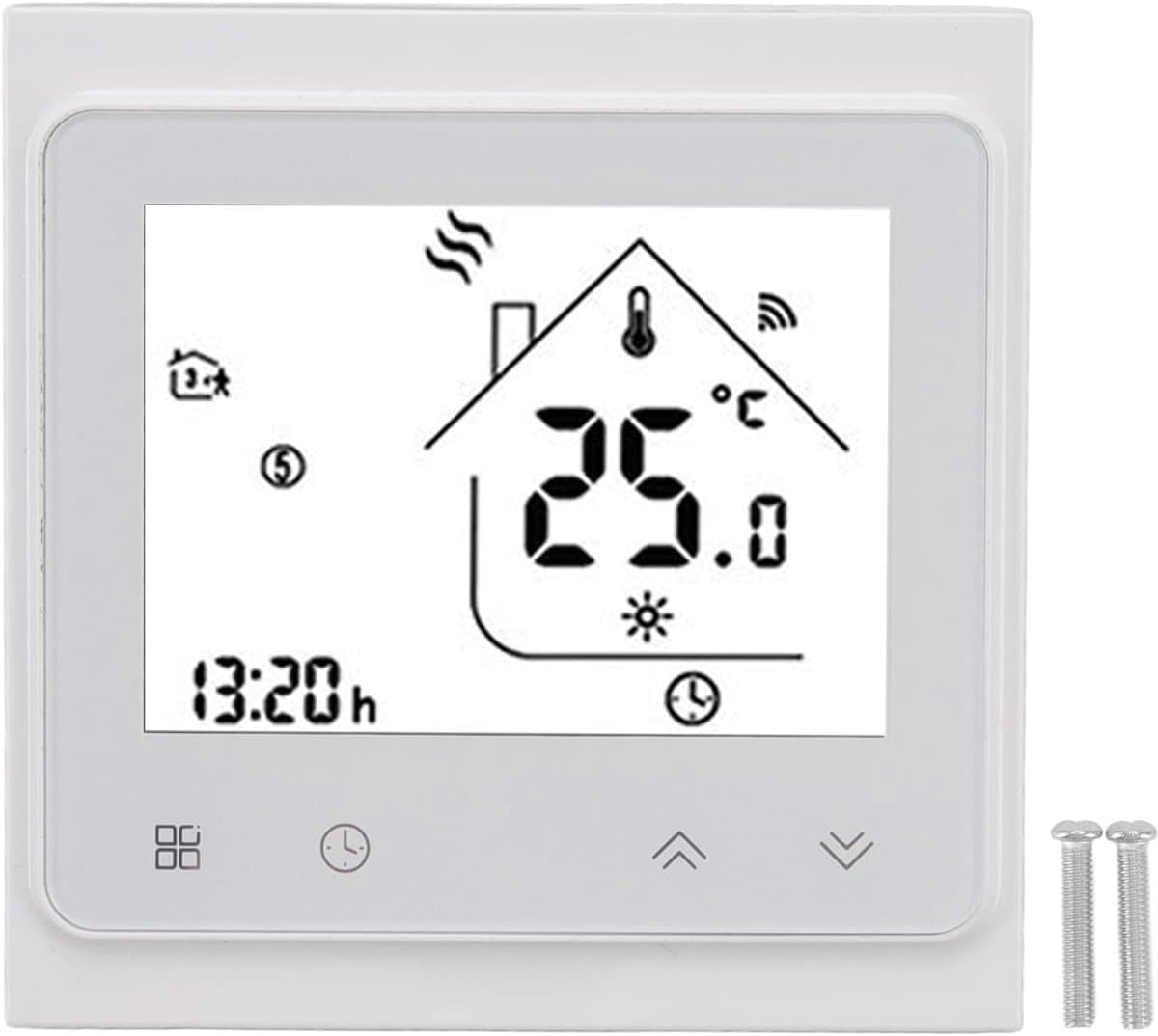 Slimme Thermostaat - App Bediening - Kamertemperatuur Regelen - Aanraakknop - 95-240V - Wit — afbeelding 1