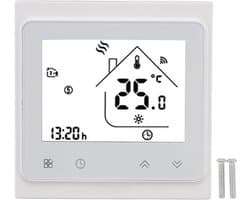 Slimme Thermostaat - App Bediening - Kamertemperatuur Regelen - Aanraakknop - 95-240V - Wit