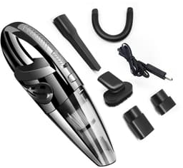 Autostofzuiger Draadloze Kruimeldief voor Auto en Thuis Handstofzuiger – Auto-accessoires – Met 5-delige Opzetstukkenset & USB – Krachtig, Nat en Droog & Draagbaar - ABS - Zwart - R-6053 — thumbnail 1