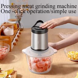 Keuken gehaktmolen - Vleesmixer keukenmachine - Snel ingrediënten malen - Glazen kom met antislip - 2 Liter capaciteit - Zwart — thumbnail 4