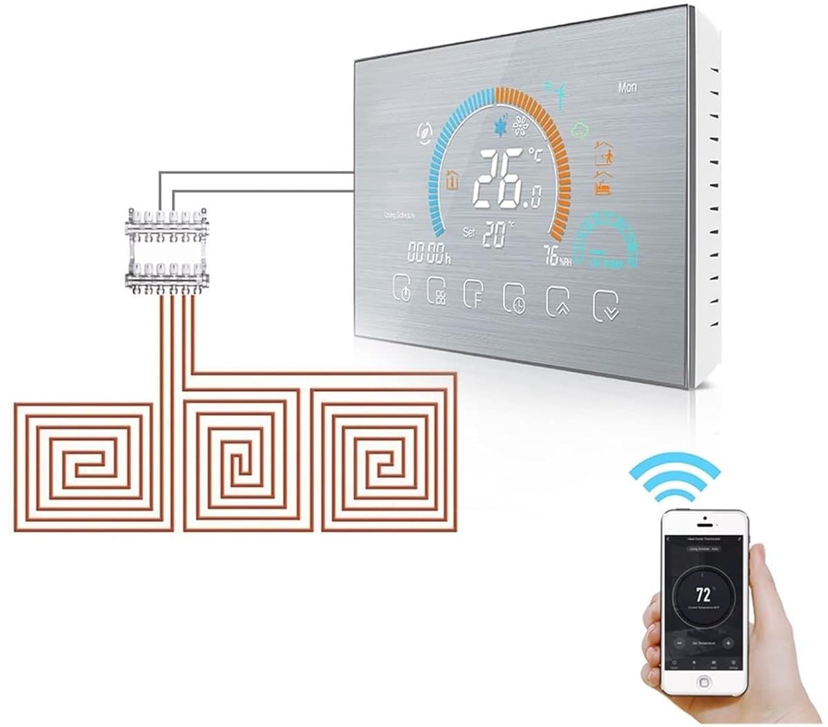 Digitale Thermostaat - Weerstation Binnen - Slim Verwarmen - App Bediening - 500 Gram - Zilver — afbeelding 1