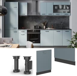 Vaatwasserfrontpaneel - Keukenpaneel - Keuken Integratie - Naadloze Inbouw - 60 cm - Blauw-grijs — thumbnail 3