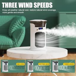 Mobiele Luchtkoeler met Verneveling - 880ml Watertank - 3 Snelheden - 7 Kleuren Nachtlampje - Fluisterstil 20 dB - USB-C Air Cooler - groen — thumbnail 2