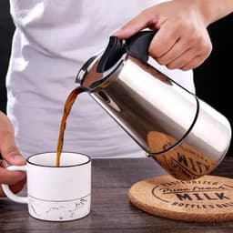 Roestvrijstalen mokkapot – Maximale breedte 9,7 cm, maximale hoogte 19,8 cm – Geschikt voor inductiekookplaten – Espressomachines – Koffiezetapparaten – Mokkapotten – Klassieke achthoekige espressopot. — thumbnail 2
