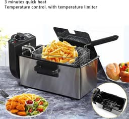 Elektrische Oliefriteuse - Friteuse met Mand - Thuis Frituren - Roestvrijstalen Mand - 35 Liter - Zilver — thumbnail 2