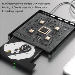 Externe DVD-speler - CD/DVD Brander - Bestanden Branden - 7-in-1 Kaartlezer - USB 3.0 Type-C - Zwart — thumbnail 3