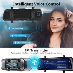 Spiegel Dashcam Carplay Draadloze Android Auto Bluetooth 24,5 cm (9,66 inch) IPS Touchscreen Voorcamera Achteruitrijcamera Waterdicht Nachtzicht WDR Auto Achteruitkijkspiegel Parkeermonitor — thumbnail 4
