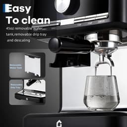 RosaBloom Koffiezetapparaat - Espressomachine - Pistonmachine - Koffiemachine - Geïntegreerde koffiemaler - 15 bar pomp - 1.5L watertank — thumbnail 5