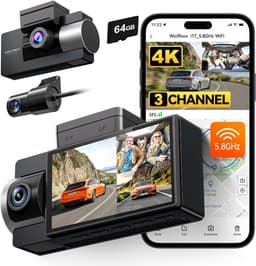 3-kanaals Dashcam - 4K - WiFi en GPS - Nachtzicht - Voor Auto's — thumbnail 1