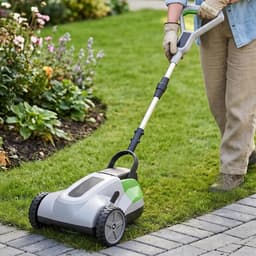 Eenhands Grasmaaier - Accu Grastrimmer - Gazon Onderhouden - Ruimtebesparend Verticaal - 21cm Maaibreedte - Meerkleurig — thumbnail 1