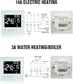 Digitale Thermostaat - Programmeerbare Regelaar - Vloerverwarming Instellen - LCD Weergave - 89 x 86 mm - Wit — thumbnail 3