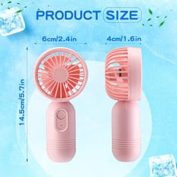 Set van 7 mini draagbare ventilatoren, schattig en lichtgewicht, compact en draagbaar, 3 windsnelheden, USB oplaadbaar, unisex, geschikt voor binnen- en buitengebruik, make-up en op reis (roze en blauw). — thumbnail 4