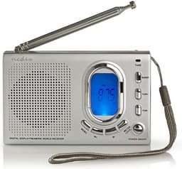 Nedis Wereldradio - Draagbaar Model - AM / FM / SW - Batterij Gevoed / Netvoeding - Digitaal - 1.5 W - Koptelefoonoutput - Wekkerfunctie - Slaaptimer - Grijs — thumbnail 1