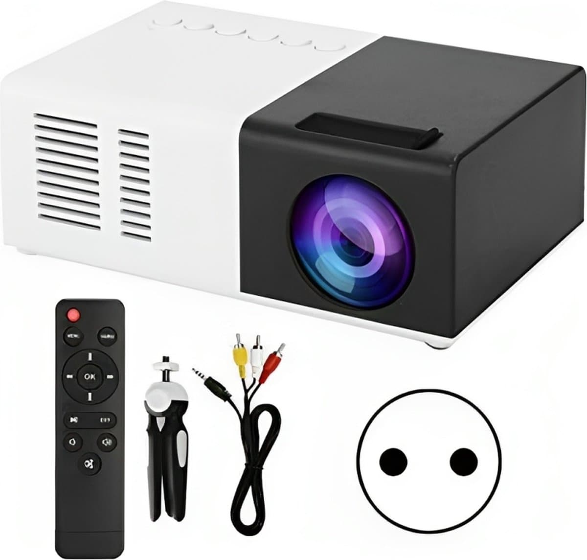 Mini Beamer - Input tot 1920x1080 - Inclusief statief - Projector - Mini Projector - HDMI - USB - Zwart / Wit - Draagbaar - Ingebouwde speaker — afbeelding 1