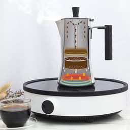 Espresso Maker Stainless Steel Espresso Pot for Induction Gas and All Cookers Mocha Pot for 4 Cups 200 ml Silver — thumbnail 2