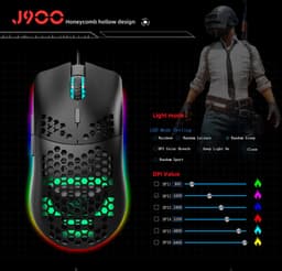 HXSJ J900 - Bedrade Gaming Muis - 6400 DPI - Ultra licht - RGB Verlichting - Optisch - Zwart — thumbnail 5