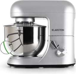Klarstein Bella Argentea - Keukenmachine, Rührmachine, 5,2 L, Mengkom, Kneedmachine met 1300 W, 6 Snelheidsstanden, RVS Kom, Keukenmachine + Extra Kom, Zilver — thumbnail 2