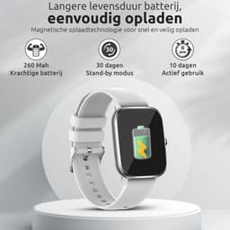SAMTECH Smartwatch Ultra Thin Pro Serie 5 - Dames & Heren – Sport horloge - Stappenteller, Calorie Teller, Slaap meter, HD – IOS & Android - Grijs / Zilver — thumbnail 4