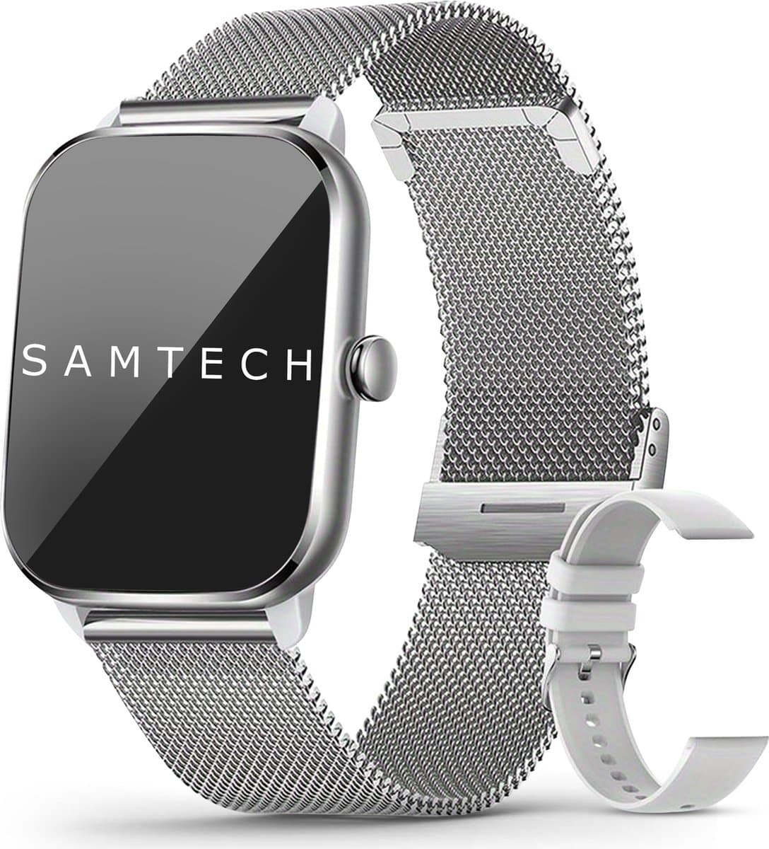 SAMTECH Smartwatch Ultra Thin Pro Serie 5 - Dames & Heren – Sport horloge - Stappenteller, Calorie Teller, Slaap meter, HD – IOS & Android - Grijs / Zilver — afbeelding 1