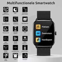 SAMTECH Smartwatch Ultra Thin Pro Serie 5 - Dames & Heren – Sport horloge - Stappenteller, Calorie Teller, Slaap meter, HD – IOS & Android - Zwart — thumbnail 2