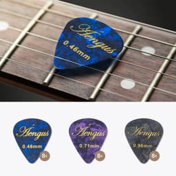 Celluloid plectrum set - 24 stuks - diktes thin 0.46, medium 0.71 en thick 0.96 mm — thumbnail 2