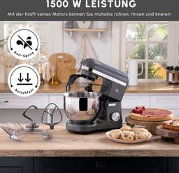 Karaca Mastermaid Chef Pro Keukenchef met twee armen 1500W Space Gray, Shiny Cream, 1500W, 5 L Mixer, Keukenmachine, Snelheidsinstelling, Deeghaak, Kloppen, Kneden en mengen — thumbnail 5