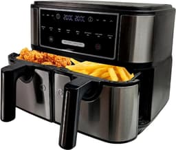 Blithe- Dubbele Heteluchtfriteuse - Heteluchtfriteuse - Inhoud 2x4L - Digitaal Display - 2600 Watt - XXL - Zwart — thumbnail 1
