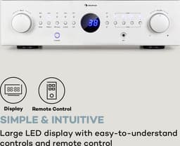 Auna Versterker, HiFi stereo mini-versterker, HiFi-versterker met bas- & treble-regelaar, 4-kanaals audioversterker, Stereo-versterker met afstandsbediening & AUX-ingang, AV-receiver — thumbnail 3