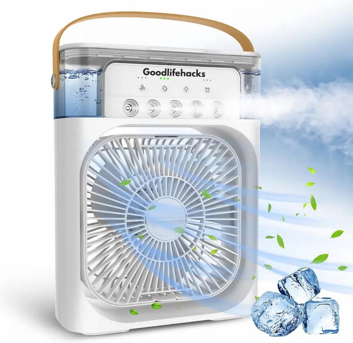 Good lifehacks Mini Airco - Aircooler - Luchtkoeler - Airconditioning - Tafel Ventilator - Luchtbevochtiger - 600ml - Luchtverfrisser - Aroma Diffuser — afbeelding 1