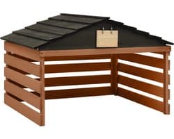 vidaXL - Overkapping - voor - grasmaaier - 78x74x54 - cm - vurenhout - zwart - bruin