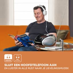 Lenco Draagbare Radio CD Speler - Stereo FM Radio en AUX – Werkt ook op batterijen - SCD-24 Zwart — thumbnail 5