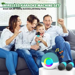 Karaoke Set - Kinderen - 2 Microfoons - Bluetooth - Lichtshow - Lichtblauw — thumbnail 5